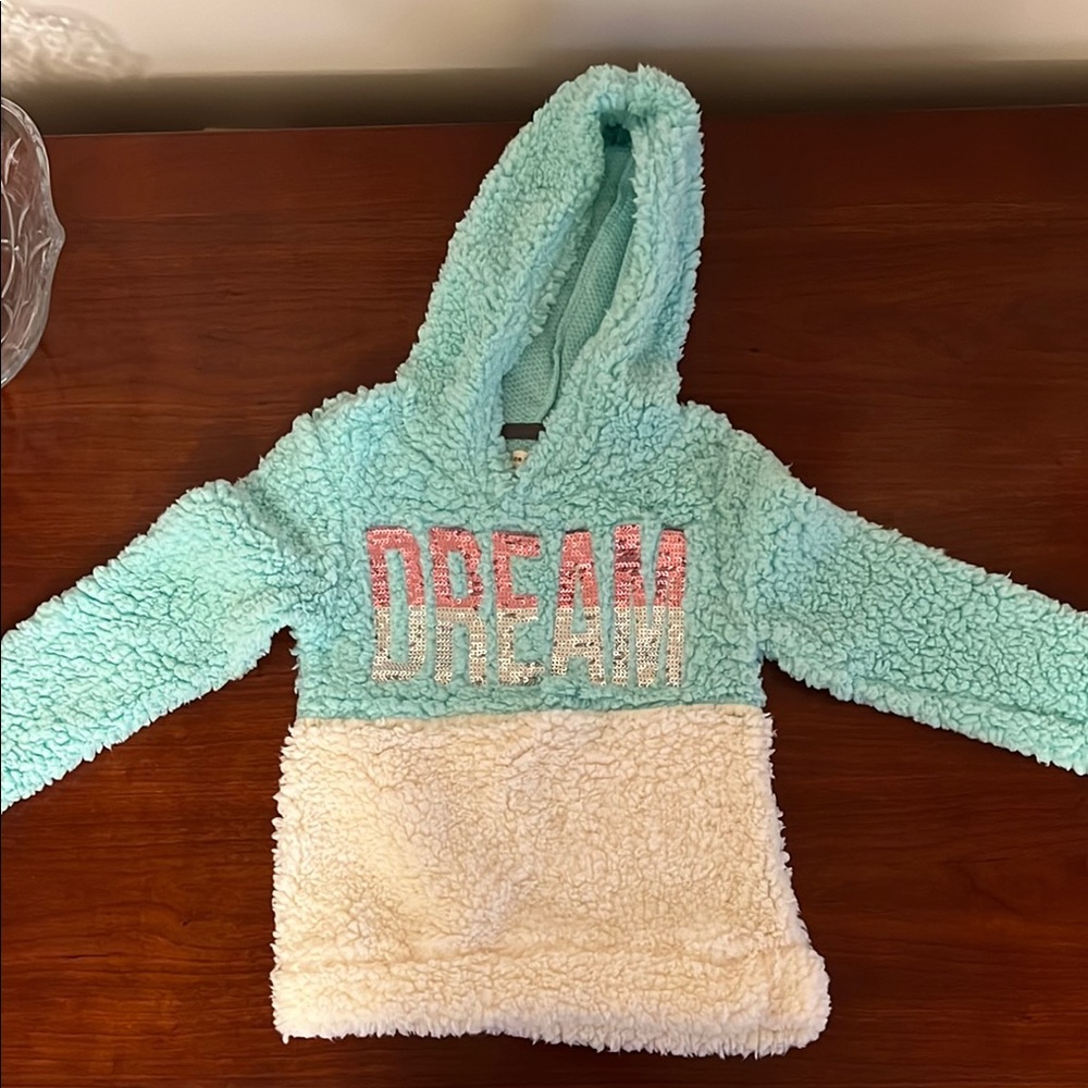 Mint and Cream Color-Blocked Fleece Hoodie